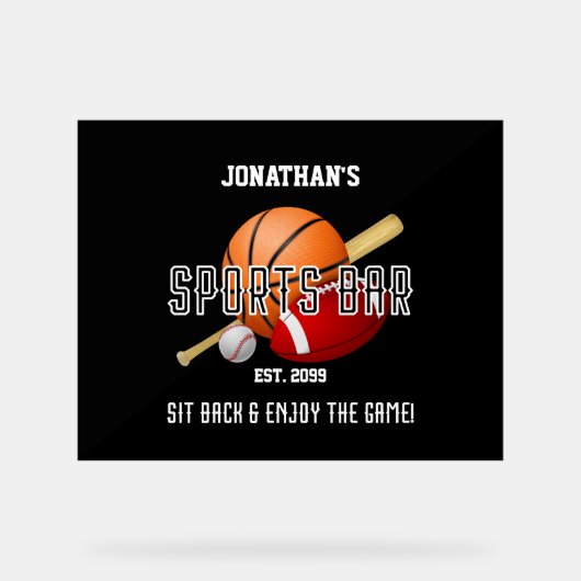 フットボール野球バスケットボールスポーツバー アクリルサイン (正面)