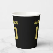 フットボール黒金ゴールドジャージー名誕生日 紙コップ (左)