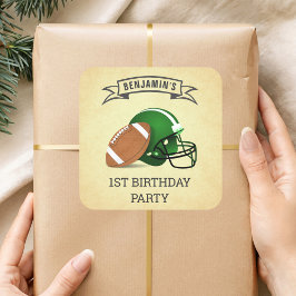 フットボール1歳の誕生日パーティーファバーステッカー スクエアシール