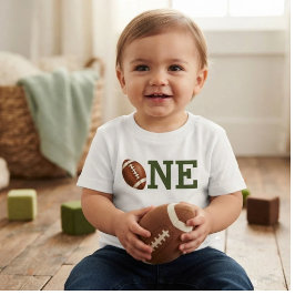 フットボール1歳の誕生日パーティー ベビーTシャツ