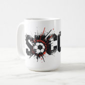 フットボール・イズ・ライフ - モダンサッカー タイポグラフィーデザイン コーヒーマグカップ (正面左)