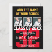 フットボール クォーターバック 卒業 ジェージ番号 招待状 (正面)