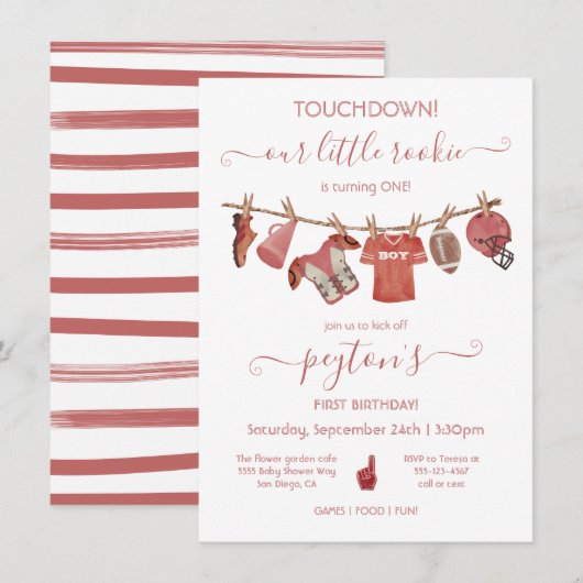 フットボール　クリスマスライン　バースデー　パーティー　招待状 招待状 (正面/裏面)