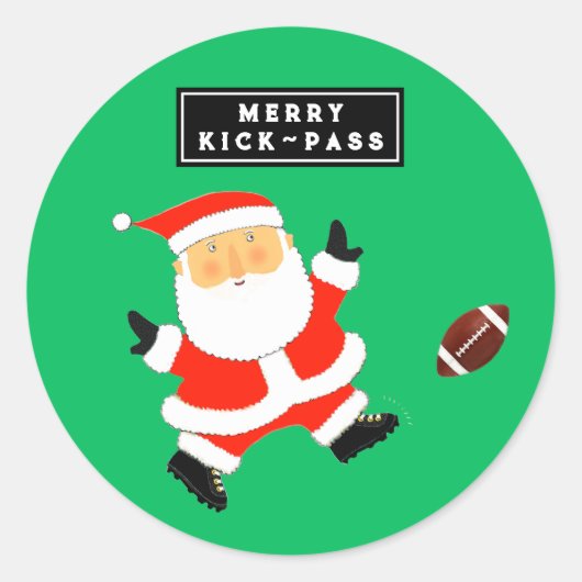 フットボール クリスマス ホリデー ラウンドシール (正面)