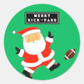 フットボール クリスマス ホリデー ラウンドシール (正面)