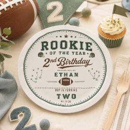 フットボール グリーン ルーキー 1歳の誕生日パーティー ペーパープレート