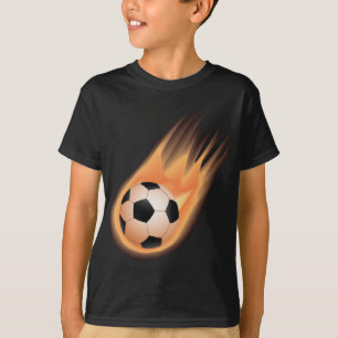 フットボール、サッカーボールの火 Tシャツ