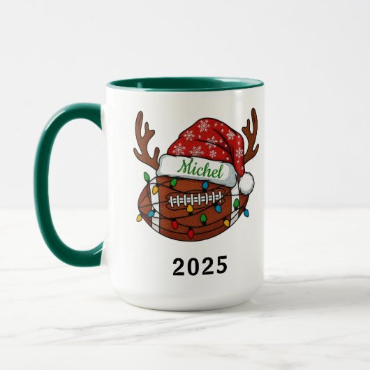 フットボール スポーツ クリスマス 2025 マグカップ | 名前入り (左)