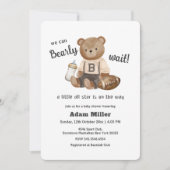 フットボール スポーツ 男の子 ベビーシャワー Bearly Wait 招待状 (正面)