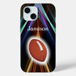 フットボール スポーツ 選手とボール 名前入れ iPhone 15ケース