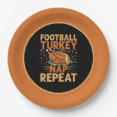 フットボール・ターキー・昼寝はアート感謝祭を繰り返す ペーパープレート (正面)
