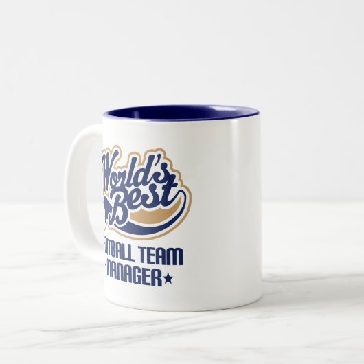 フットボール・チームのマネージャーのギフト ツートーンマグカップ (正面左)