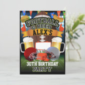 フットボール＆ビール スポーツ ゲーム 誕生日パーティー 招待状 (スタンド正面)