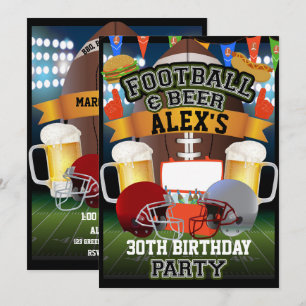 フットボール&ビール スポーツ ゲーム 誕生日パーティー 招待状