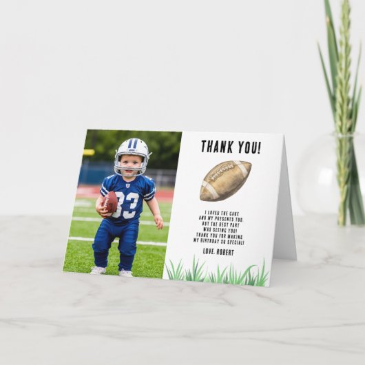 フットボール ファーストイヤー ダウン バースデー サンクス サンキューカード (正面)