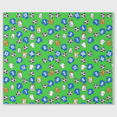 フットボール、ブルーシャツ、ファン ラッピングペーパー (フラット)