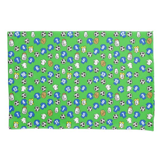 フットボール、ブルーシャツ、ファン 枕カバー (正面)