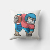 フットボール&ヘルメット付きスポーツでブルドッグ クッション (裏面)