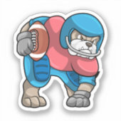 フットボール&ヘルメット付きスポーツでブルドッグ シール (正面)
