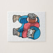 フットボール&ヘルメット付きスポーツでブルドッグ ジグソーパズル (横)