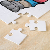 フットボール&ヘルメット付きスポーツでブルドッグ ジグソーパズル (側面)