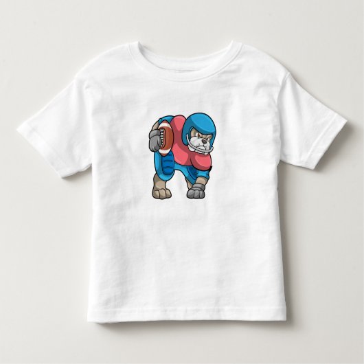 フットボール&ヘルメット付きスポーツでブルドッグ トドラーTシャツ (正面)