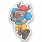 フットボール&ヘルメット付きブルアットスポーツ シール (正面)