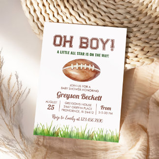 フットボール ベイビーシャワー 男子だ！ 招待状
