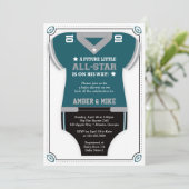 フットボール ベイビー シャワーの招待状 グリーン ブラック 招待状 (スタンド正面)