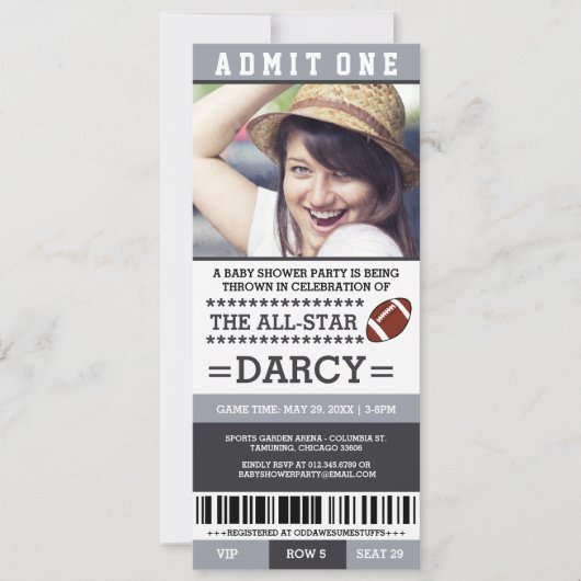 フットボール ベイビー シャワー パーティー 招待状 (正面)