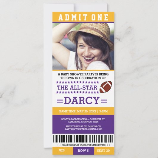 フットボール ベイビー シャワー パーティー 招待状 (正面)