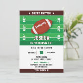 フットボール 緑 黒 誕生日パーティー 招待状 (スタンド正面)