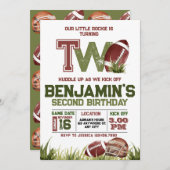 フットボール 2年目 ダウン フットボール 誕生日パーティー 招待状 (正面/裏面)