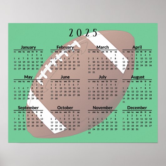 フットボール 2025 カレンダー ポスター (正面)