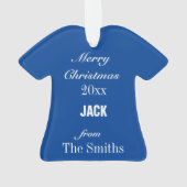 フットボー王室のルブルー&ホワイトジャージーオーナメント オーナメント (裏面)