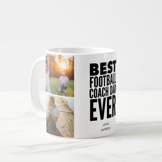 フットボ最高のールコーチパパエバーフォトコラージュ コーヒーマグカップ (正面左)