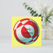 フットボ赤と白ールパーティの招待状 招待状 (スタンド正面)
