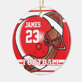 フットボ赤と白ール | DIY名と番号 セラミックオーナメント (左)