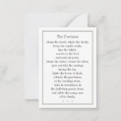 フットマンキャットトレーディングカード ノートカード (裏面)