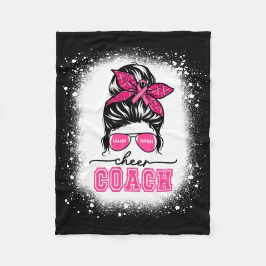 フットルメッシーバンママ応援コーチ乳がんブル フリースブランケット (正面)