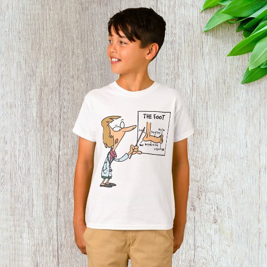 フット解剖学を教えるおもしろ医者 Tシャツ
