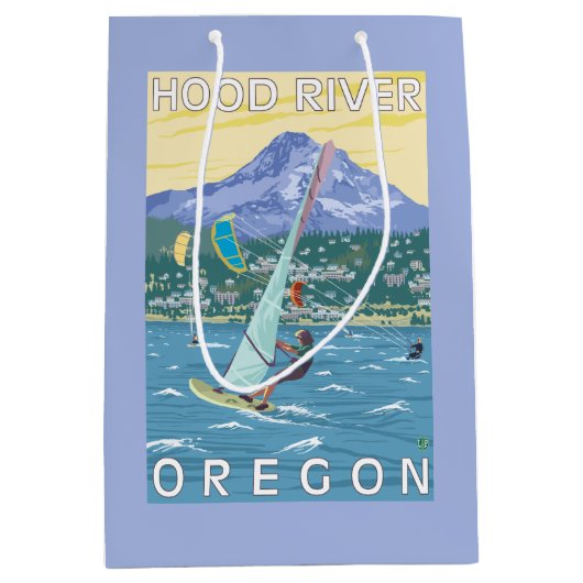 フッド川、ORWindのサーファー及び凧の寄宿生 ミディアムペーパーバッグ (正面)