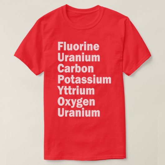 フッ素ウラン炭素カリウム酸素u tシャツ (デザイン正面)