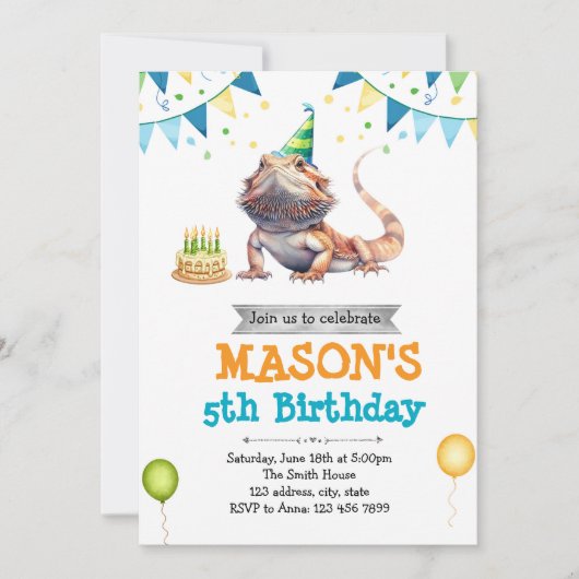 フトドラゴンの誕生日招待状 招待状 (正面)