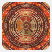 フナブクマヤンのシンボル焼けたオレンジと金ゴールド スクエアシール (正面)