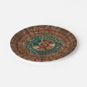 フナブク金ゴールドレッド&ティール（緑がかった色） ペーパープレート (アングル)