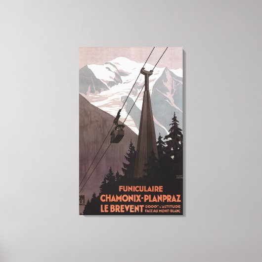 フニクレアレブレヴェントケーブルカーのポスター キャンバスプリント (正面)