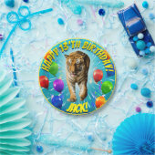 フニータイガーバルーン誕生日 ペーパープレート (パーティー)