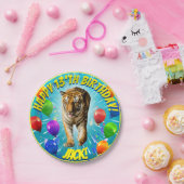 フニータイガーバルーン誕生日 ペーパープレート (パーティー)