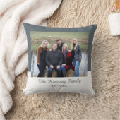 フパーソナライズされたァミリー写真名(灰色と白) クッション (ブランケット)